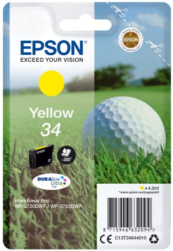 EPSON Singlepack Yellow 34 DURABrite Ultra Ink , Epson , EPSC13T34644010 , 8715946632094